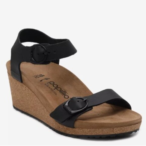 Birkenstock Papillio Black and Tan Women's Sandals - Picture 1 of 5